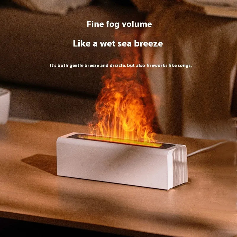Square USB plug-in aroma diffuser with simulated flame lighting effect