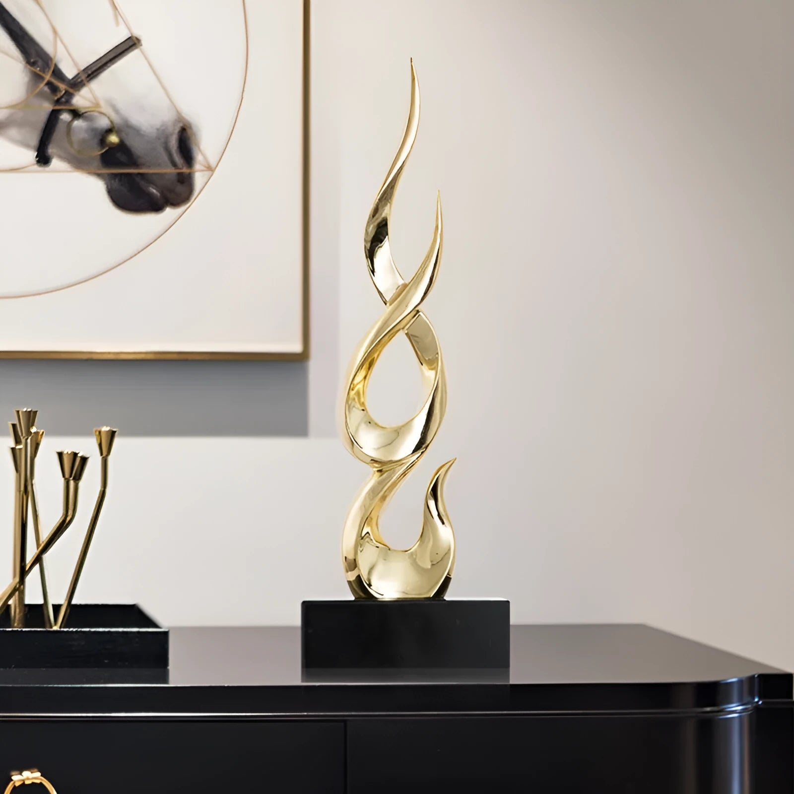 Plastic resin high-rise festival decoration in bright gold colour with modern minimalist design