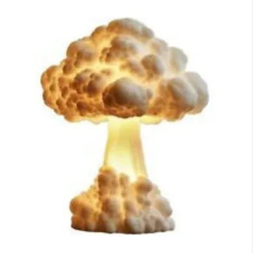 Mushroom cloud shaped table lamp depicting atomic explosion with USB power connection