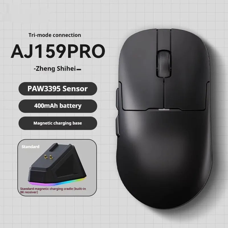 AJ159 gaming mouse in eight colour options with tri-mode wireless wired Bluetooth connectivity