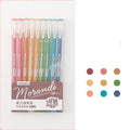 Set of nine retro-inspired gel pens with 0.5mm needle tips in a cute Japanese colour style