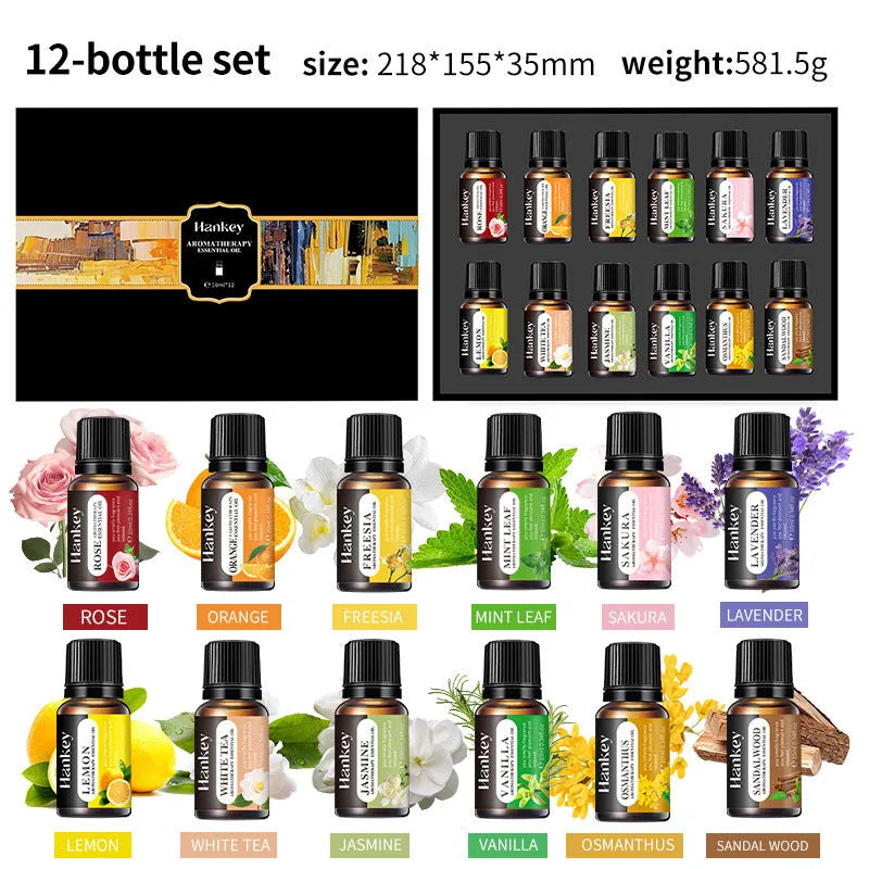Water soluble aromatherapy essential oil sets in boxed packaging with multiple bottle options