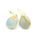 Geometric water drop crystal earrings with electroplated colour treatment in multiple gemstone colour options