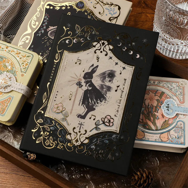 Retro art THALO gothic style A5 notebook with wood pulp paper and artistic cover design
