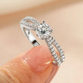 Women's electroplated copper zircon ring in heart, split-arm, or star design with K white or yellow finish.