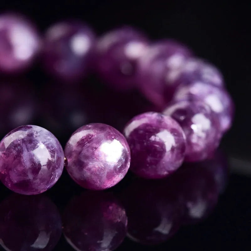 Purple pink crystal bracelet with geometric polished beads in unisex Korean style