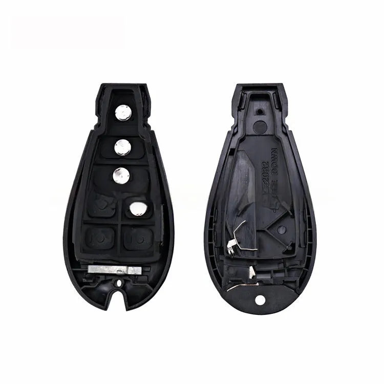 Chrysler Dodge smart key replacement shell in ABS brass and nylon, dimensions 85mm by 42mm by 15mm.