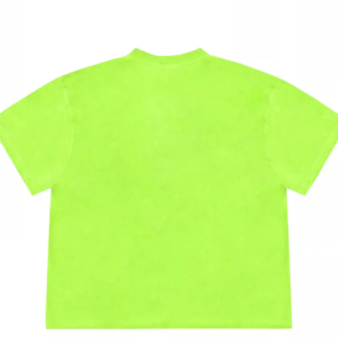 Blueberry fabric patchwork design on a loose fit, short sleeved ice oxygen cotton t-shirt.