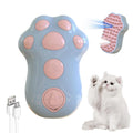 Self-cleaning cat steam brush with silicone bristles and release button in blue, green, or pink colours