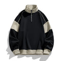 Men's black corduroy hooded sweatshirt with drop shoulder design and loose lapels