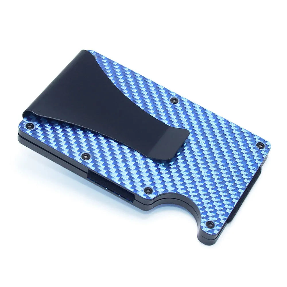 Carbon fibre wallet card holder in multiple colours with 8mm thickness holding bank cards