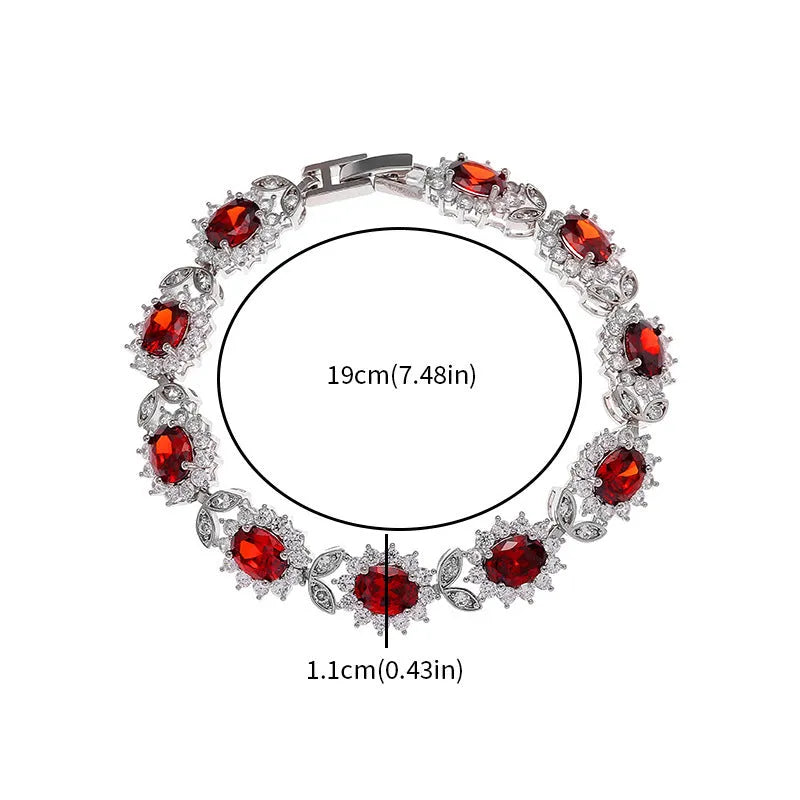 Women's simple zircon bracelet with environmentally friendly alloy and electroplated finish in gemstone colours