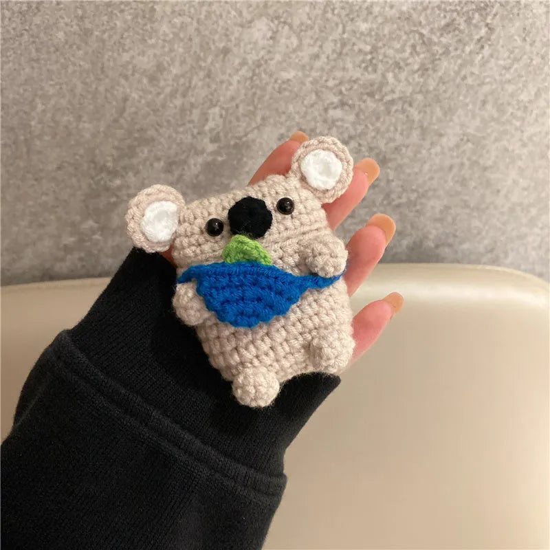 Handmade knitted koala bear backpack AirPods protective case cover for Apple wireless earphones