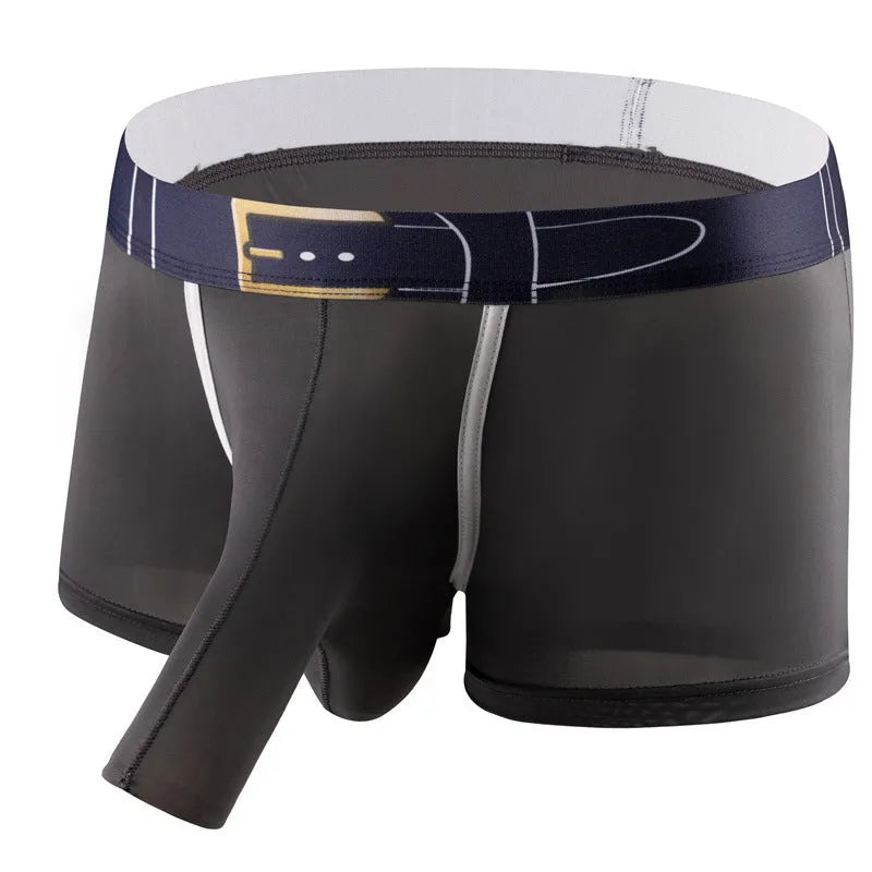 Men's Ice Silk boxer shorts in solid colours showing mid waist design