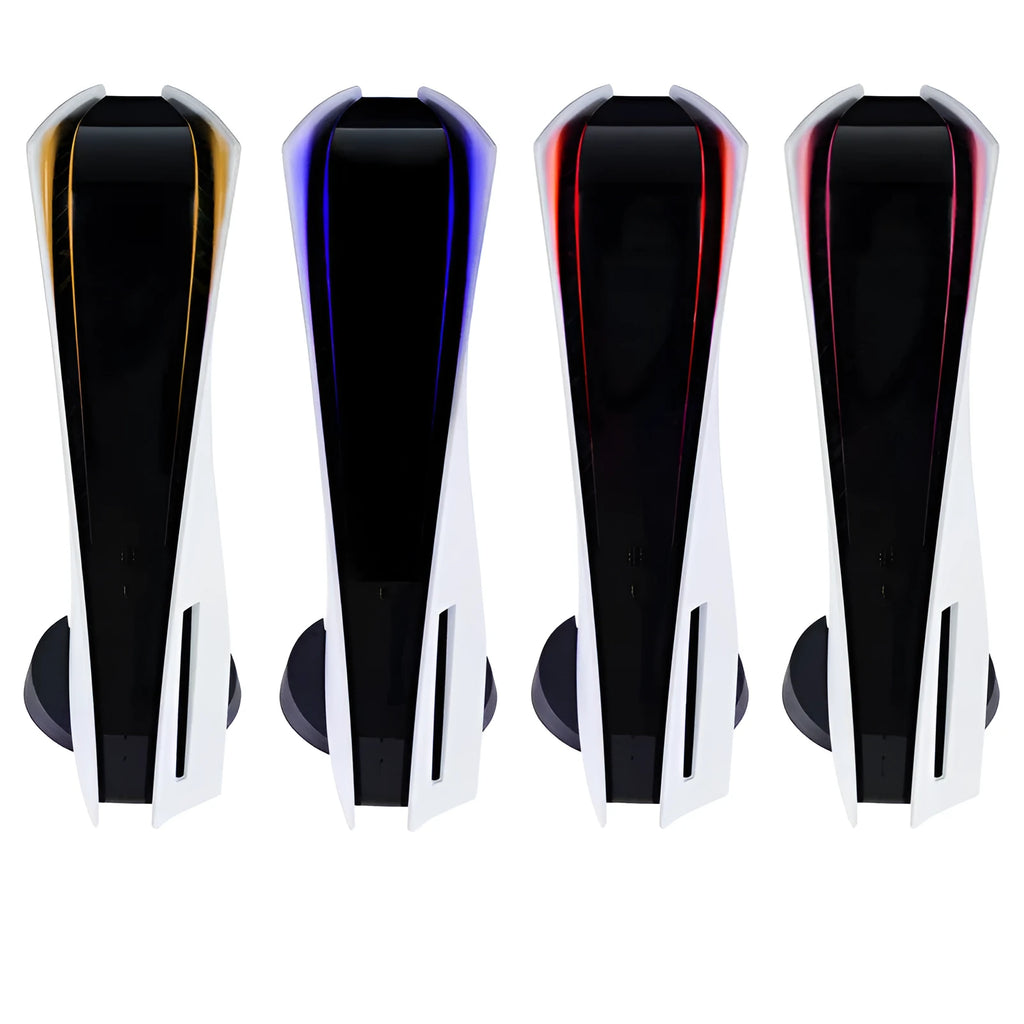 PS5 console light bar sticker in blue, gold, pink, and red colours, made from thin PVC film.