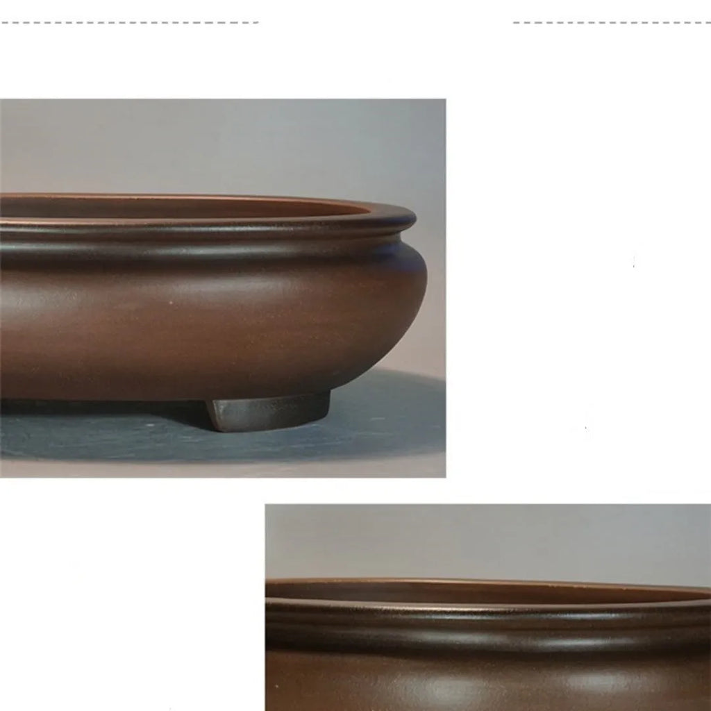 Handmade purple clay flowerpot with classical design for indoor desktop plants