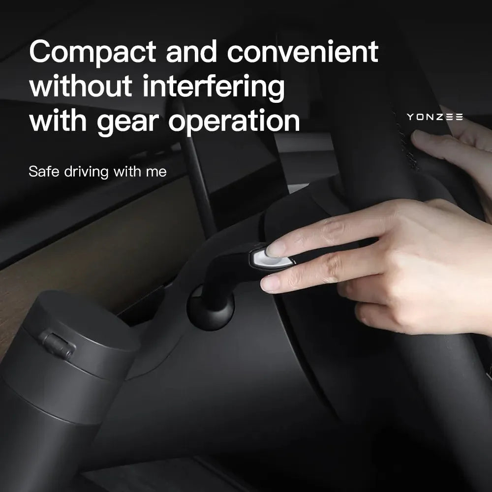 Plastic dashboard water cup holder designed for Tesla Model 3 and Model Y cars.