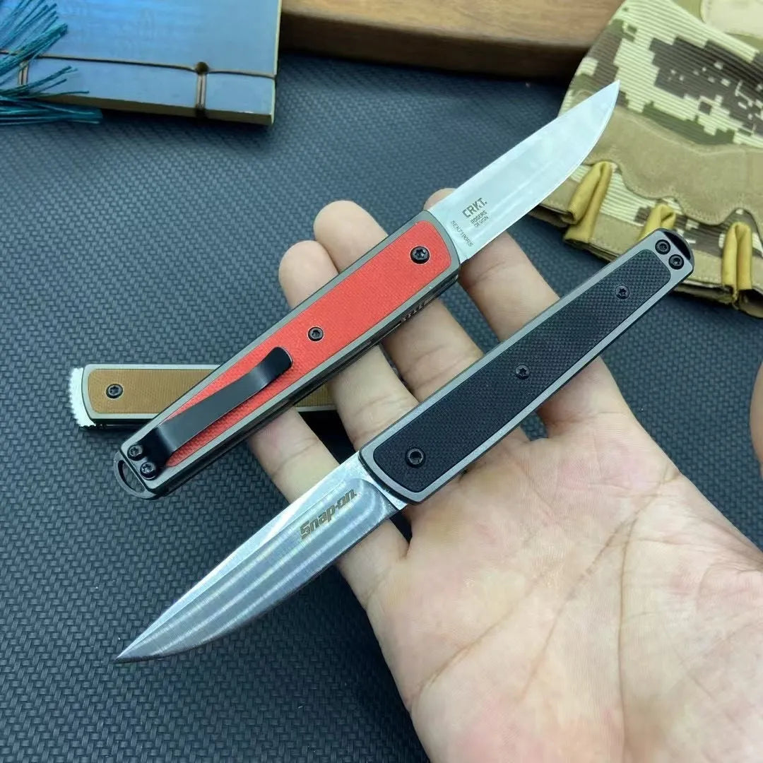 Folding fruit knife with stainless steel blade in black, red, or coffee colour options