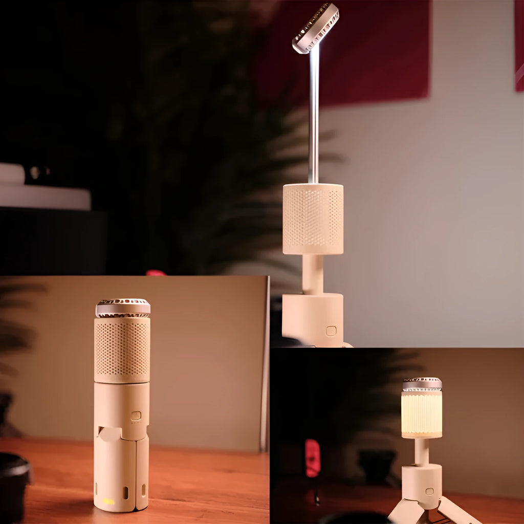 Portable camping LED light with button switch in creamy white and dark grey colour options