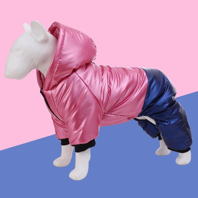 Green waterproof windproof dog cotton-padded coat with four-legged design on pet