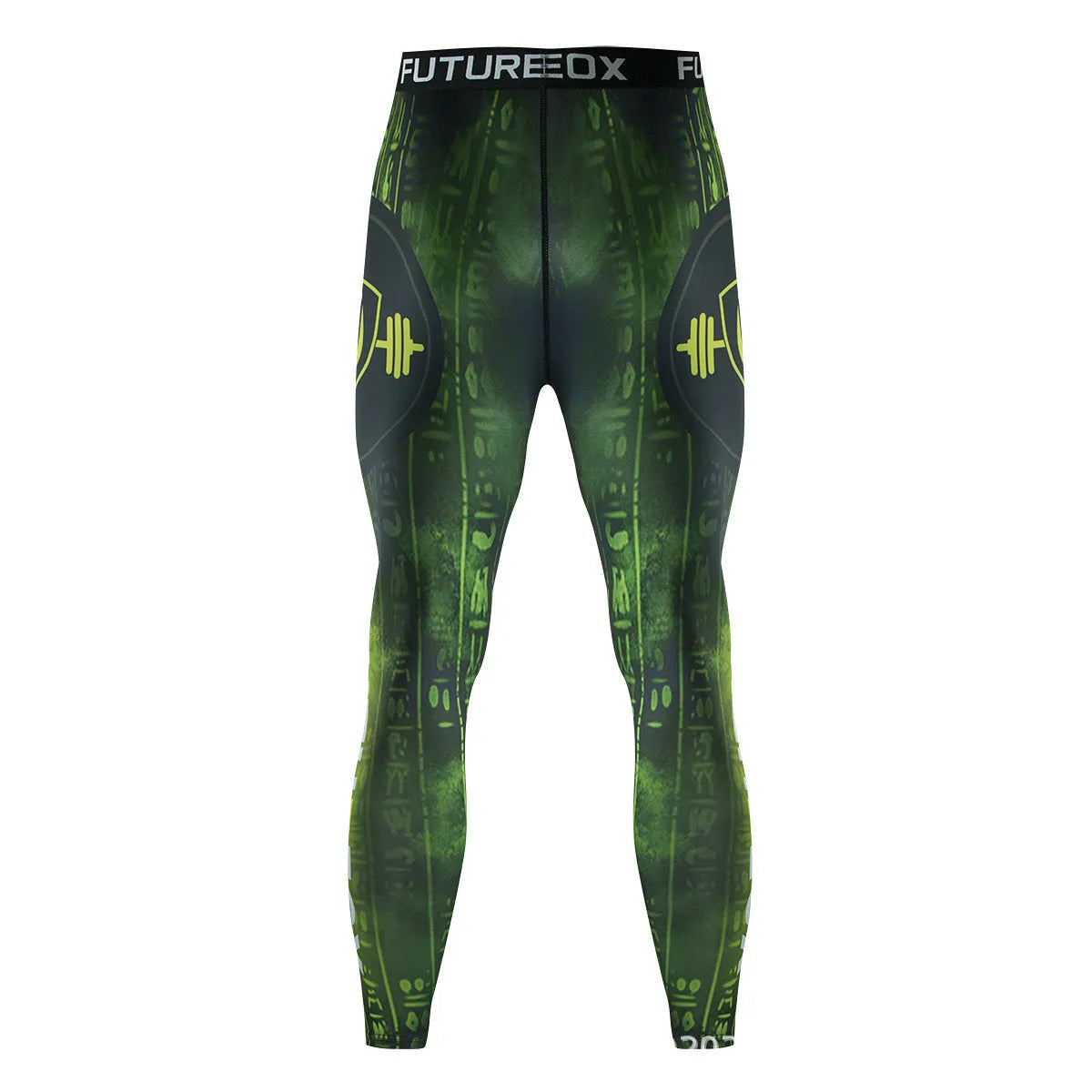 Men's printed slim-fit stretch sports suit top and trousers for outdoor running and fitness