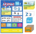Children's alphabet learning chart with word cards, letter cards and picture cards on 60x40cm play mat