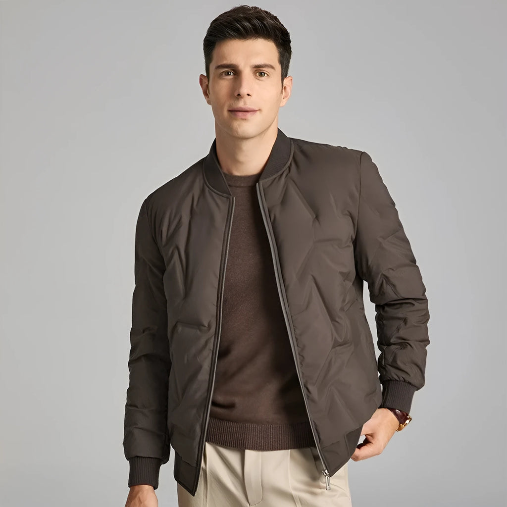 White duck down thickened winter coat for men in solid colour, regular fit, polyester shell