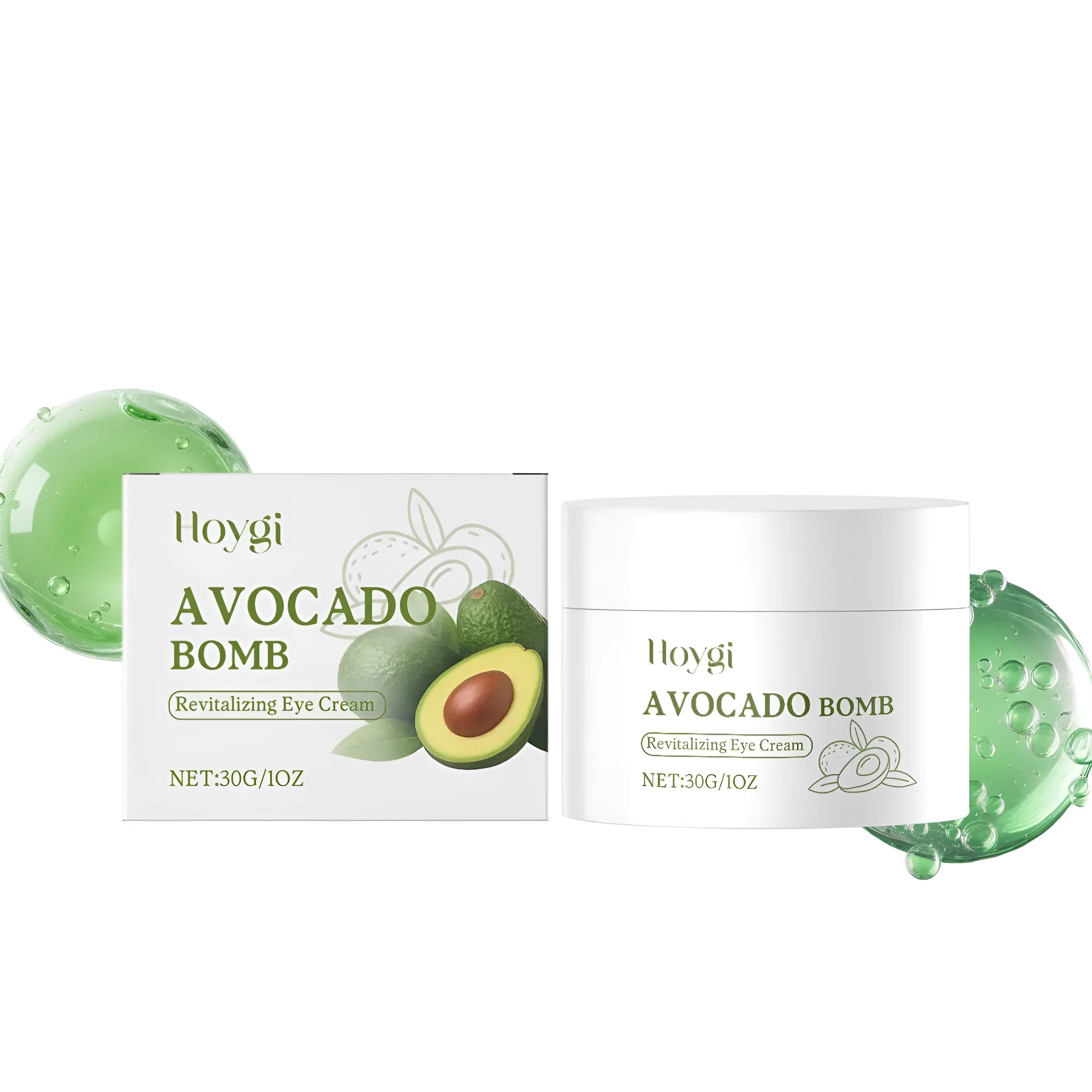 30g jar of avocado anti-aging eye cream with shea butter and vitamin E.