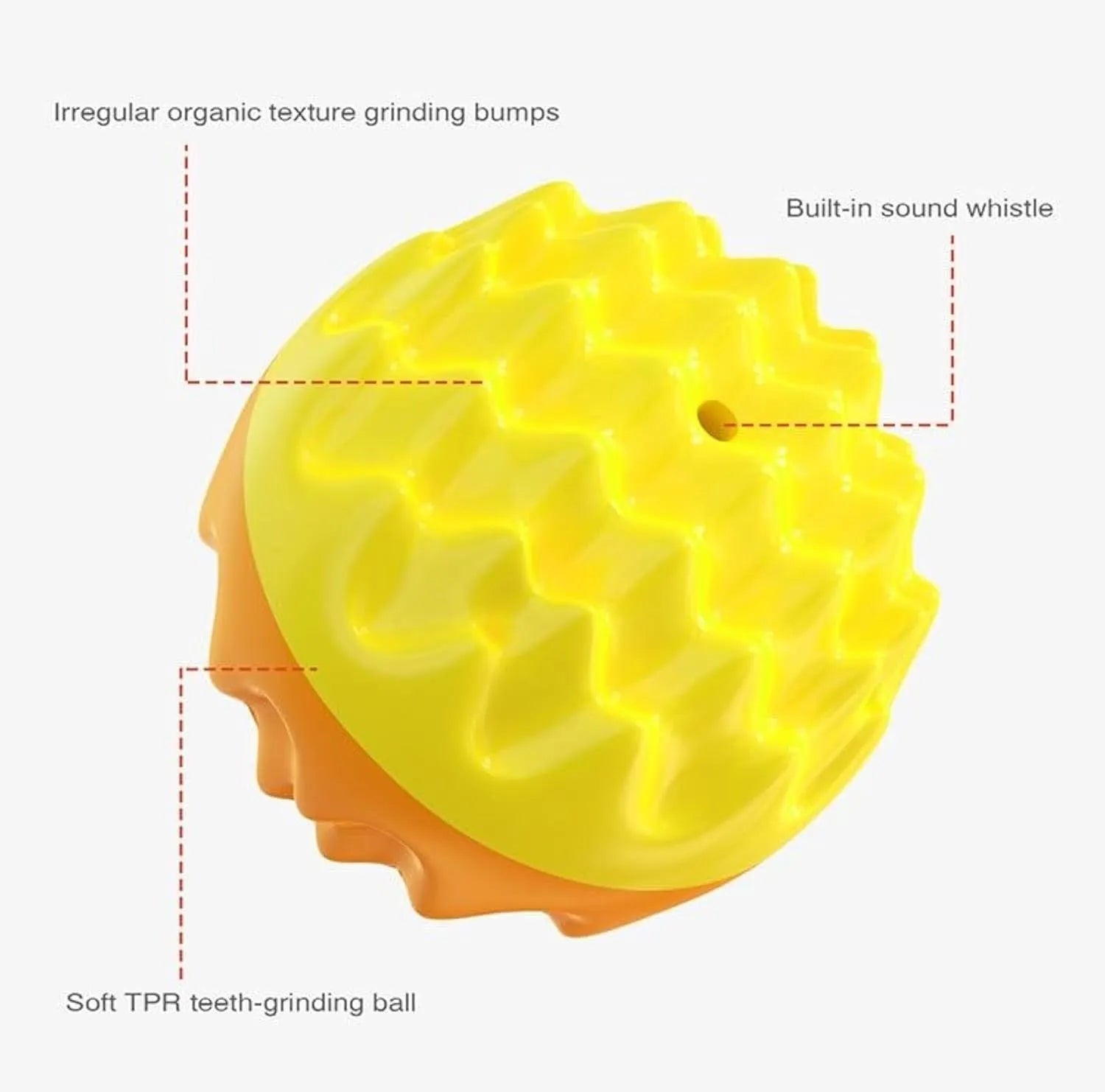 Blue rubber dog ball toy with spiky texture and squeaker for dental cleaning and water fetch