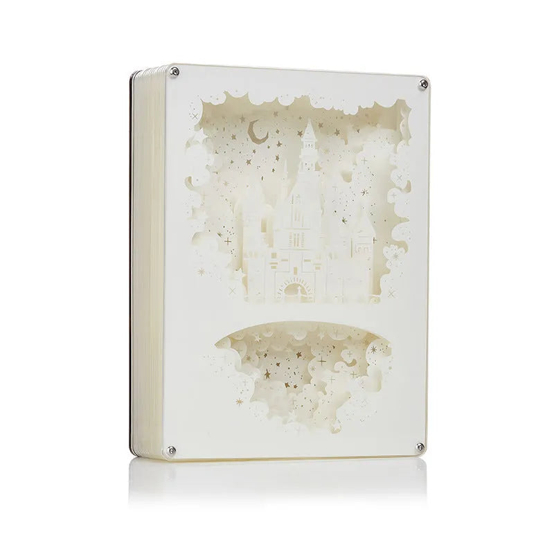 USB-powered bedside night light with three-dimensional paper carving design and remote control