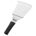 Black stainless steel pet grooming rake measuring 33cm for horses cattle dogs