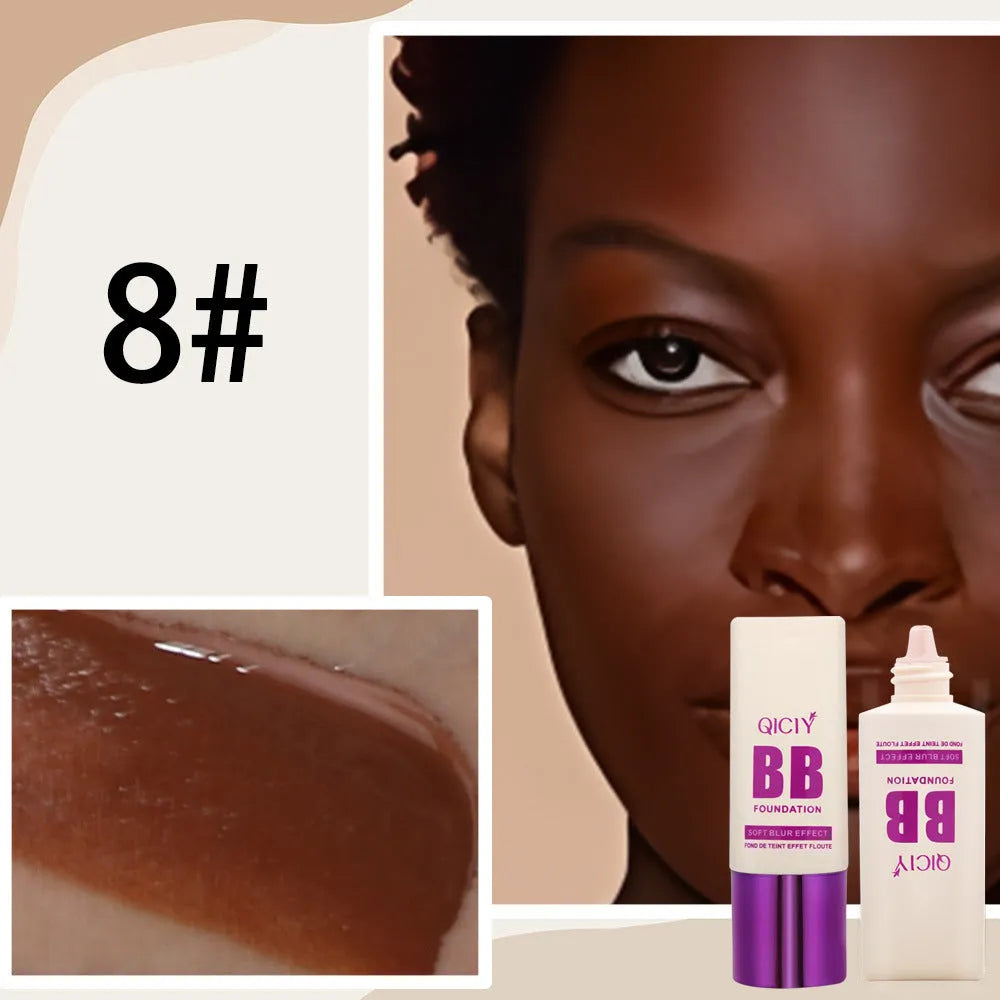 Feeding bottle of BB cream liquid foundation concealer in one of ten shades, labelled 1# to 10#.