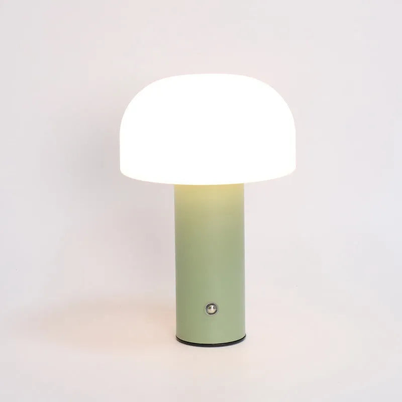 Creative USB-powered table lamp with three-colour pattern, in black, white, orange, or green style.