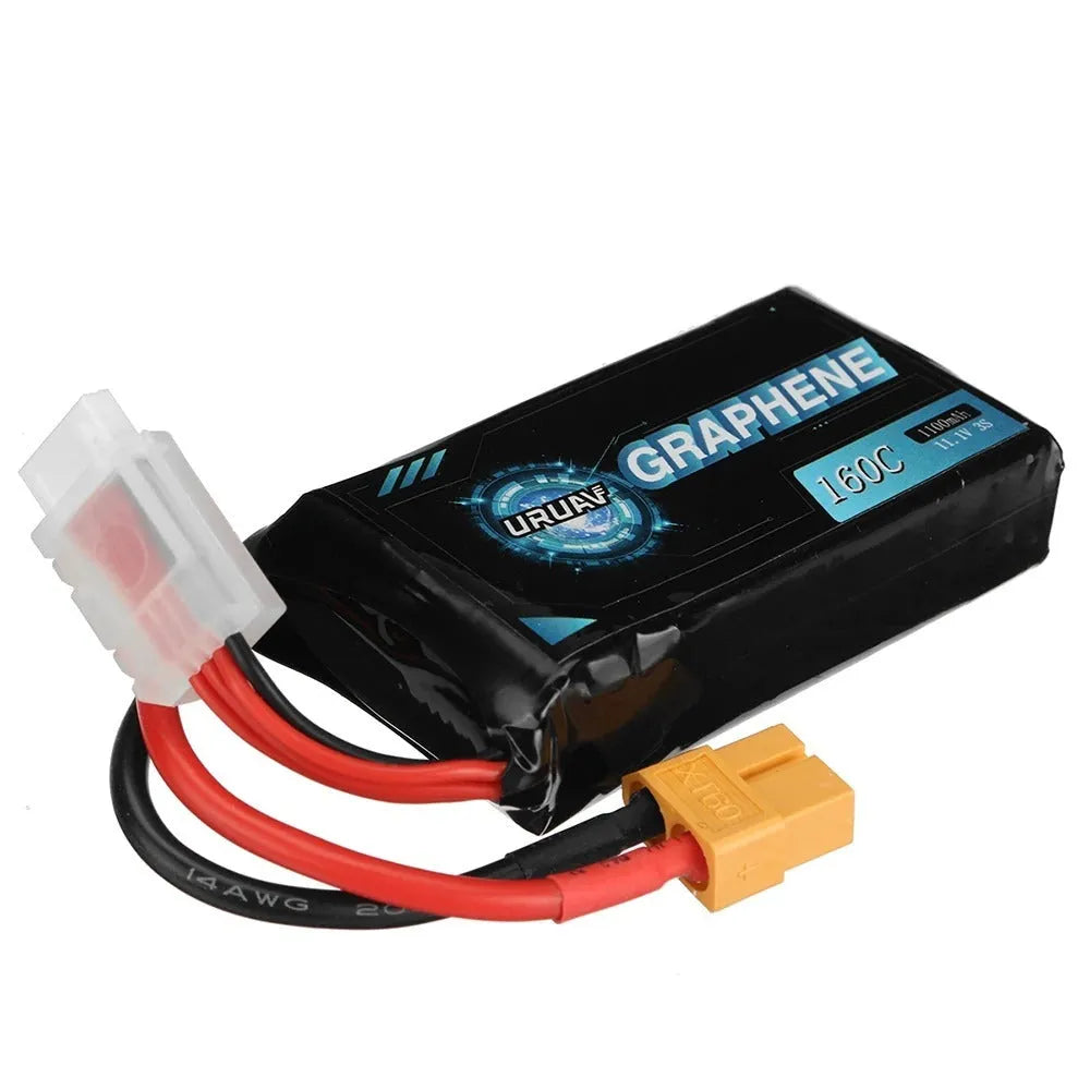 7.4V 1200mAh lithium battery for RC models measuring 15x36x70mm