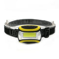 Yellow plastic three-speed headlamp with COB LED for outdoor and work use