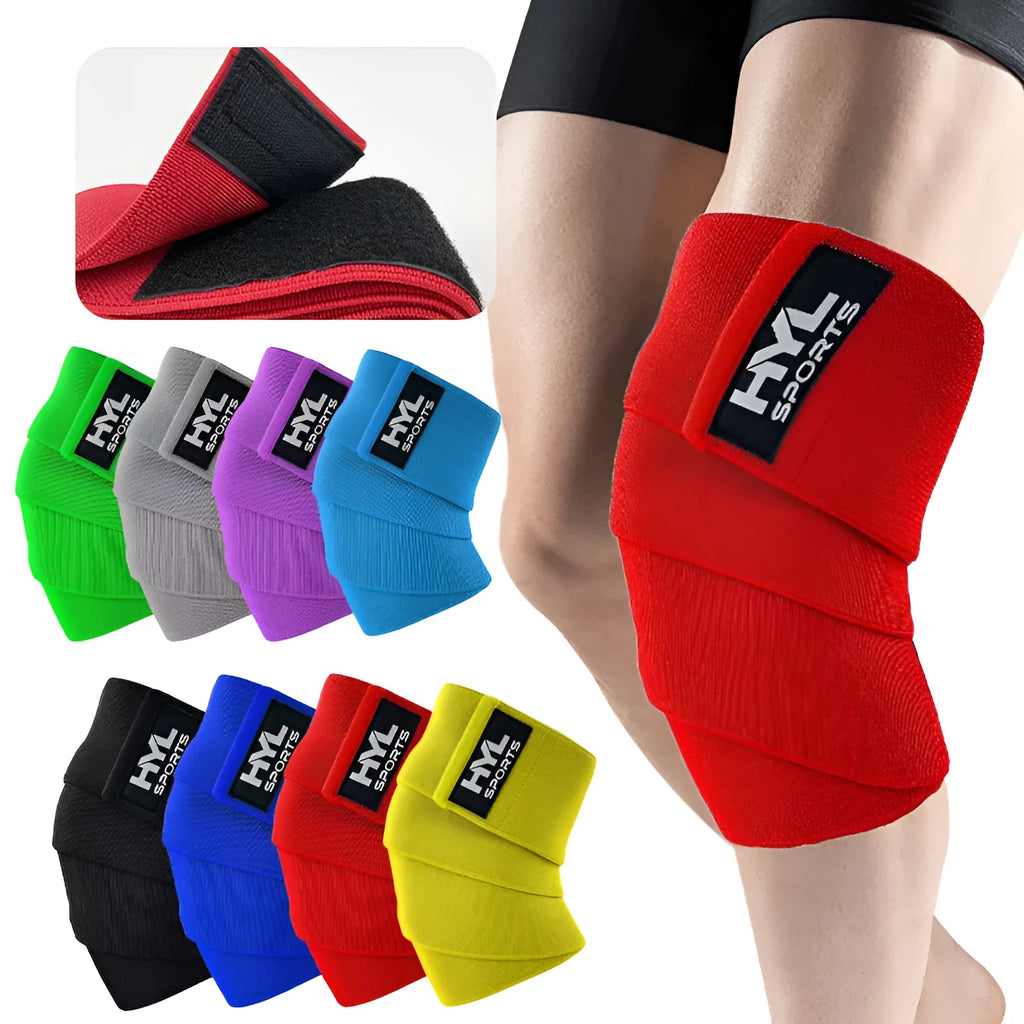 High elastic nylon training bandage knee pads in black for weightlifting and squat exercises free size 160x8cm