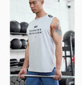 Men's loose fit mesh sports vest in black, showing lightweight wicking fabric and straight hem design.