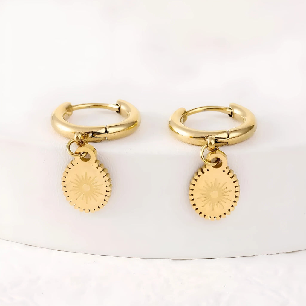 Stainless steel geometric earrings with elliptical shape in colour XY-EH005