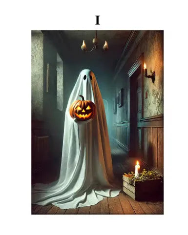 Frameless canvas painting pumpkin Halloween ghost tea party decorative art 20x30cm