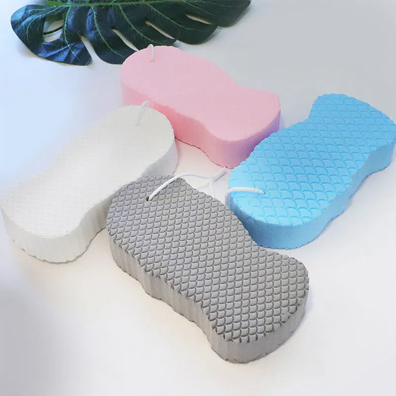 3D fish scale pattern bath sponge ball in super-soft sponge material for gentle body exfoliation