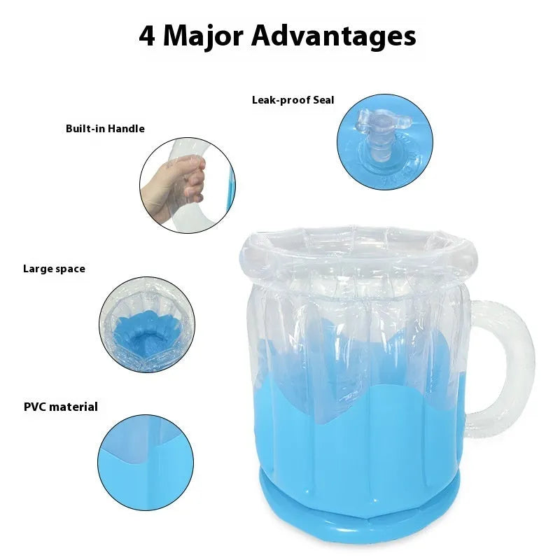 Yellow inflatable PVC ice bucket for outdoor parties and camping.