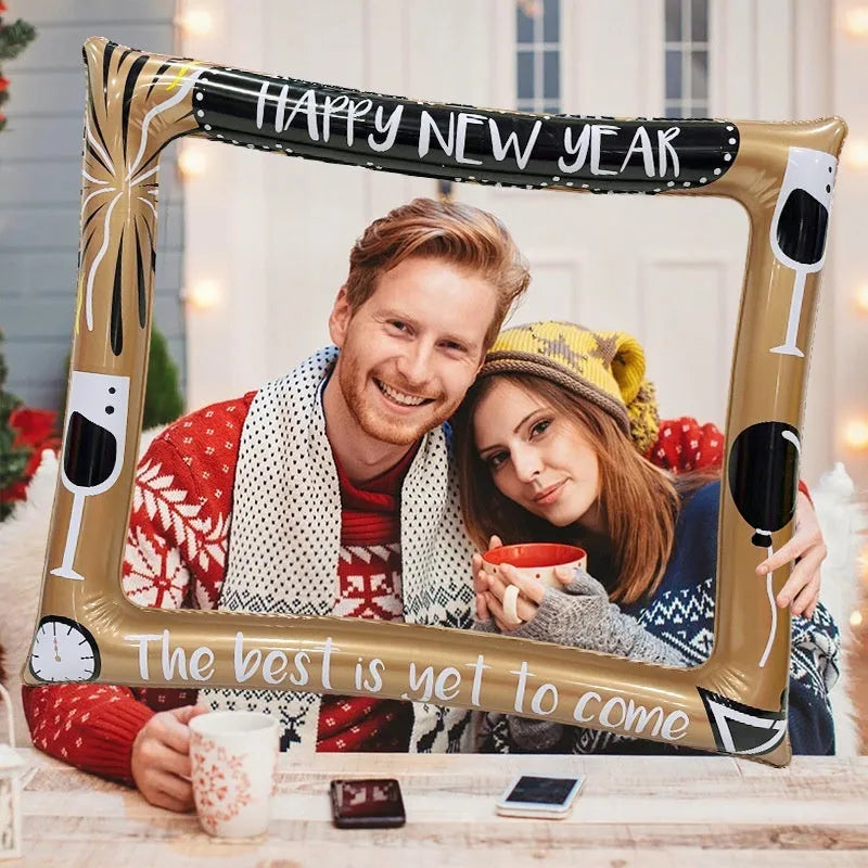 Christmas inflatable PVC photo frame prop for holiday group pictures