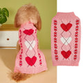 Fashion dog sweater with heart and bow design in acrylic knit fabric