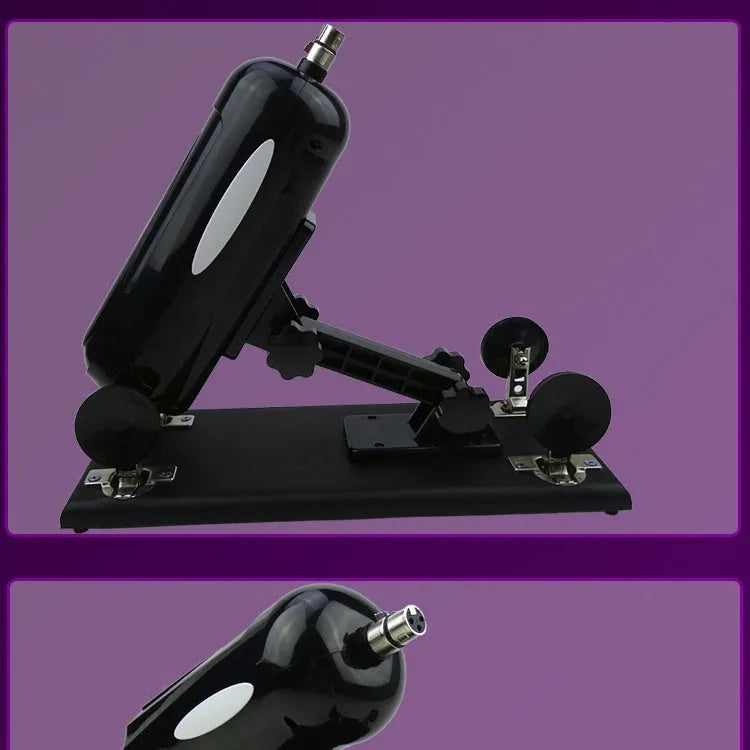 Purple automatic telescopic thrusting sex toy made from PVC on a white background.