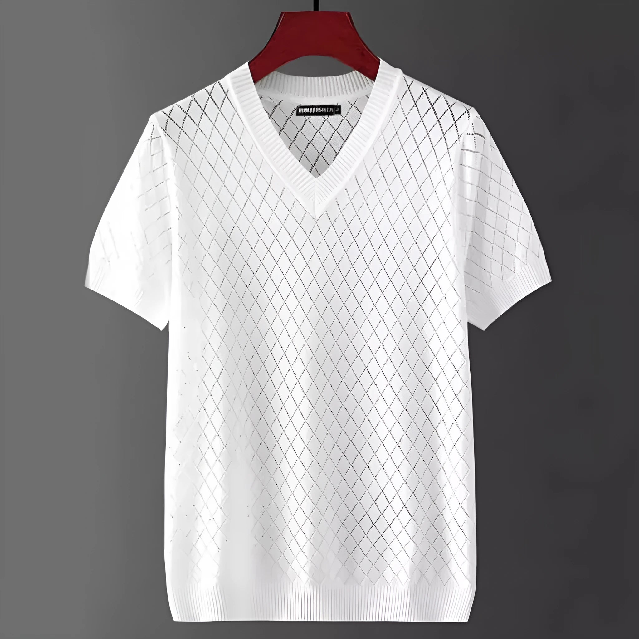 Men's ice silk V-neck t-shirt in black and white colours with Korean style pullover design