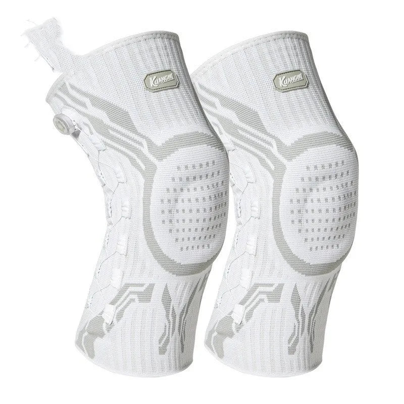 Grey-white adult sports knee pad for left or right knee in sizes M, L, XL