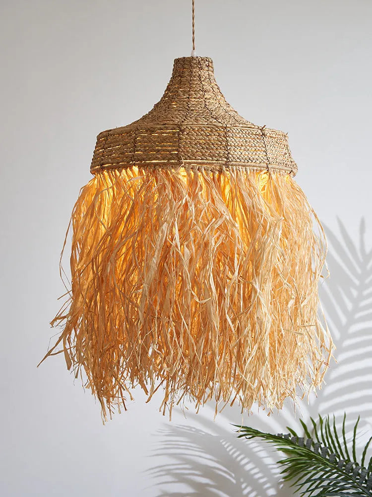 Retro Southeast Asian style restaurant chandelier made from wild vetch and willow with 50cm diameter