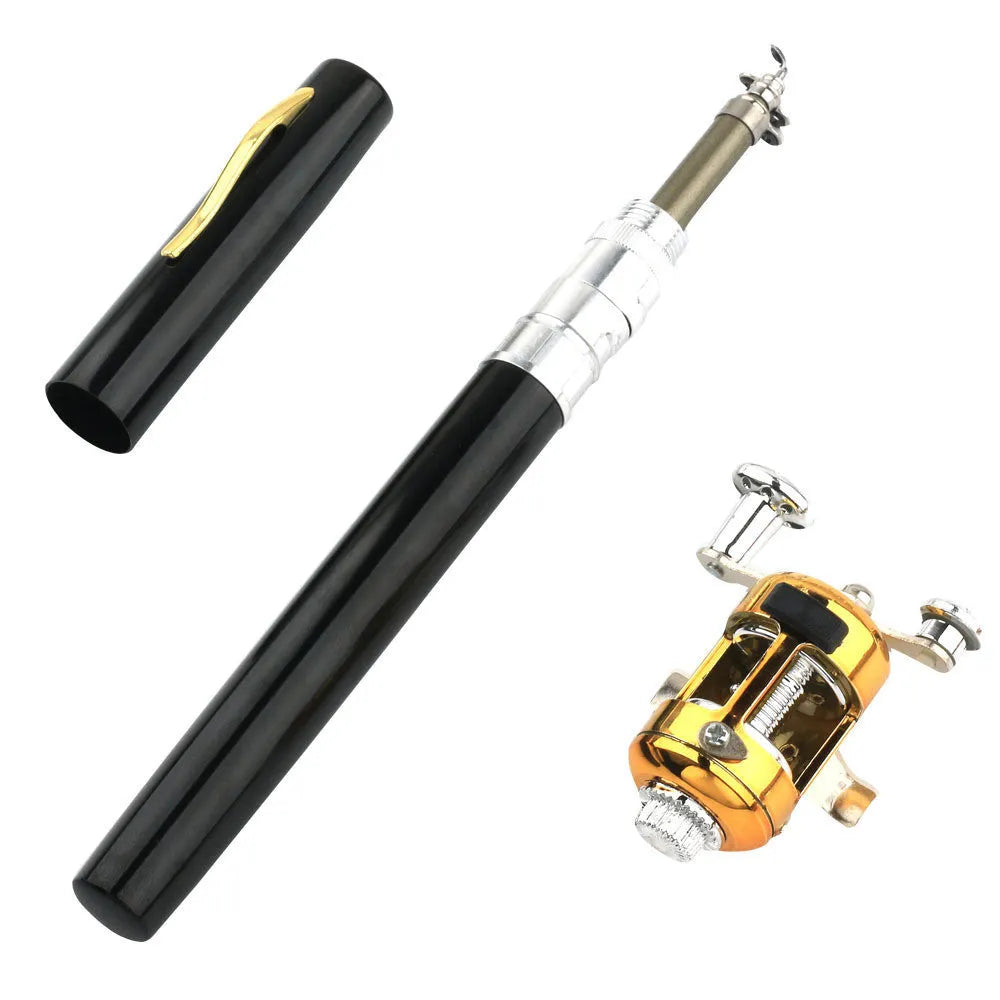 Telescopic pen fishing rod extended to 1m with compact ST5RL spinning reel attached