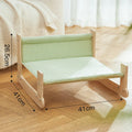 Wooden frame elevated cat bed with cloth hammock in beach chair design for indoor cats