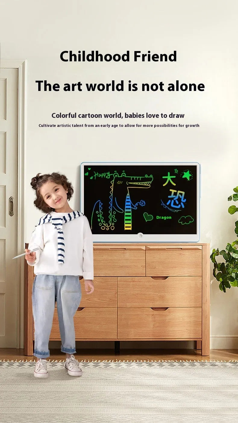 19-inch LCD drawing board with stylus in blue and white colour option for children's creative activities